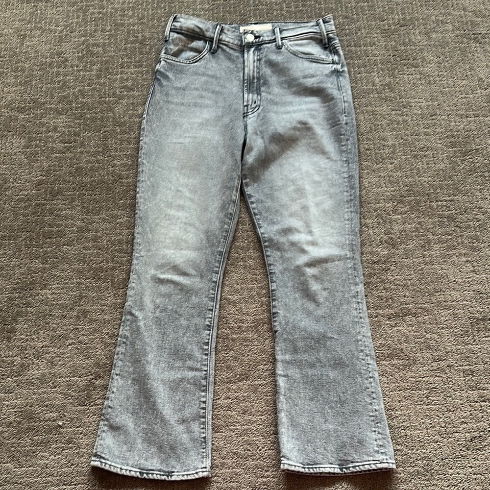 MOTHER Gray Flare Wide Leg Jeans